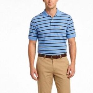 Brooks Brothers 346 Men's Blue Navy Striped Pique Mesh SS Polo Shirt Size L